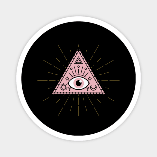 All Seeing eye Pink Black and Gold Magnet